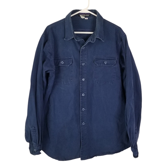 Patagonia Button Front Chambray Denim Long Sleeve Workwear Shirt Size XL - Picture 1 of 13